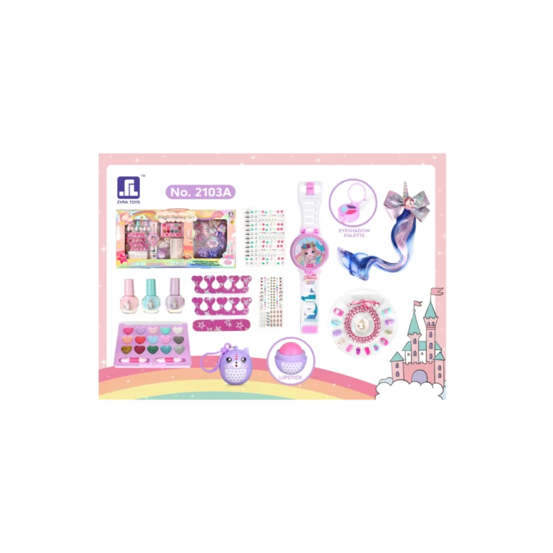 Zestaw do makijażu i manicure z zegarkiem dla dziewczynki - obrazek 4