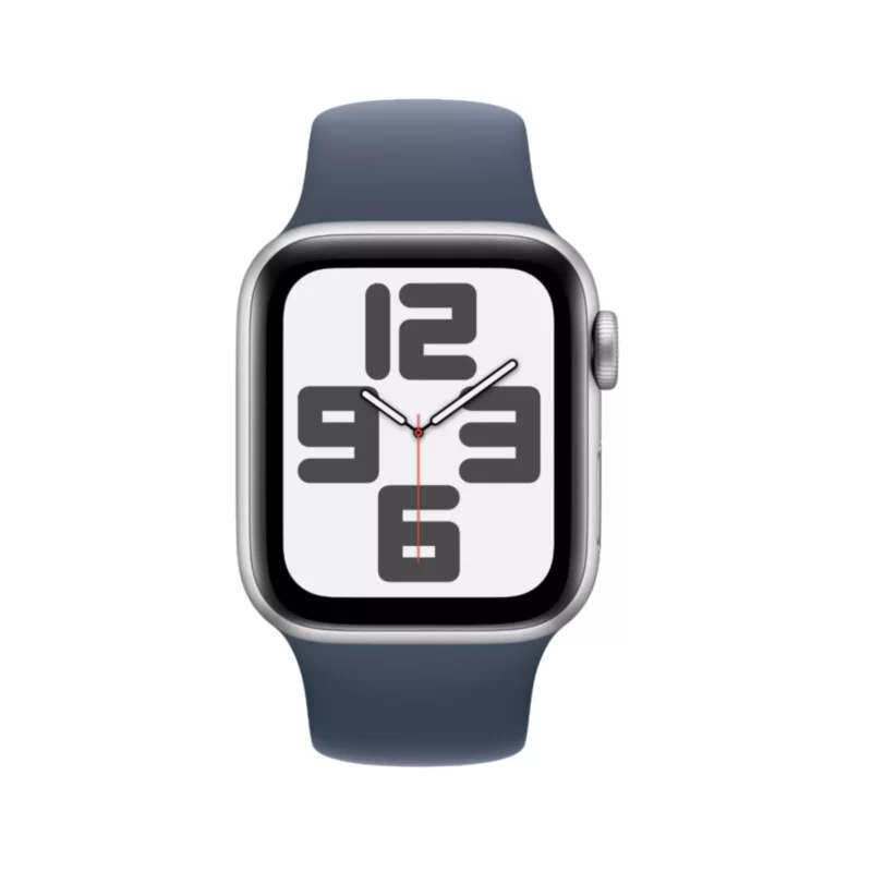 Apple Watch SE GPS 44mm Silver Aluminium Case with Storm Blue Sport Band - M/L
