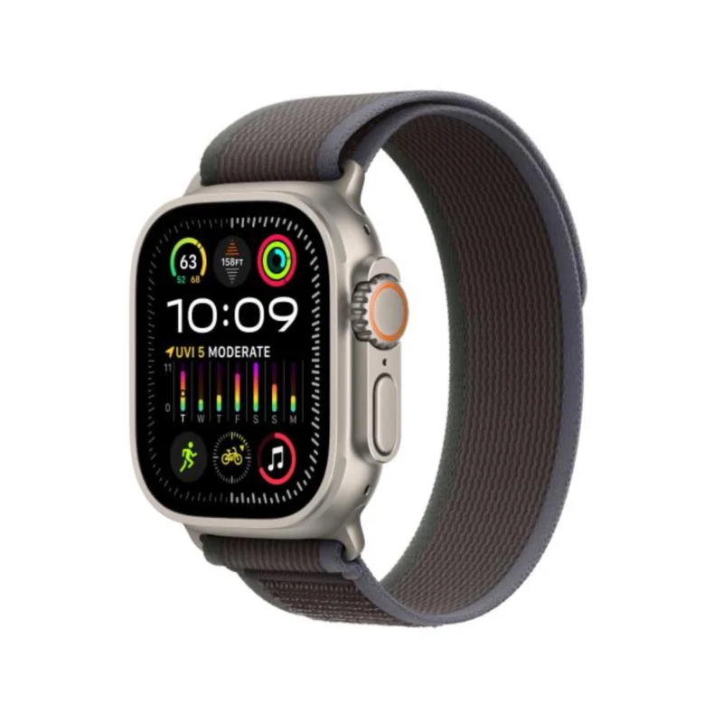 Apple Watch Ultra 2 GPS + Cellular, 49mm Titanium Case with Blue/Black Trail Loop - M/L MRF63