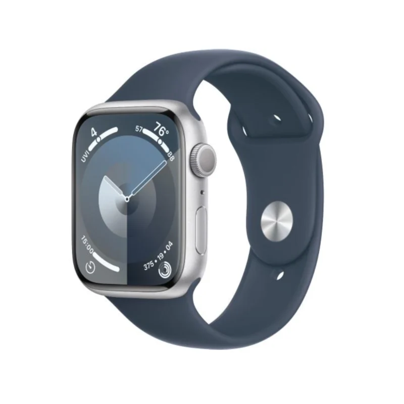 Apple Watch Series 9 GPS 41mm Silver Aluminium Case with Storm Blue Sport Band - S/M MR903