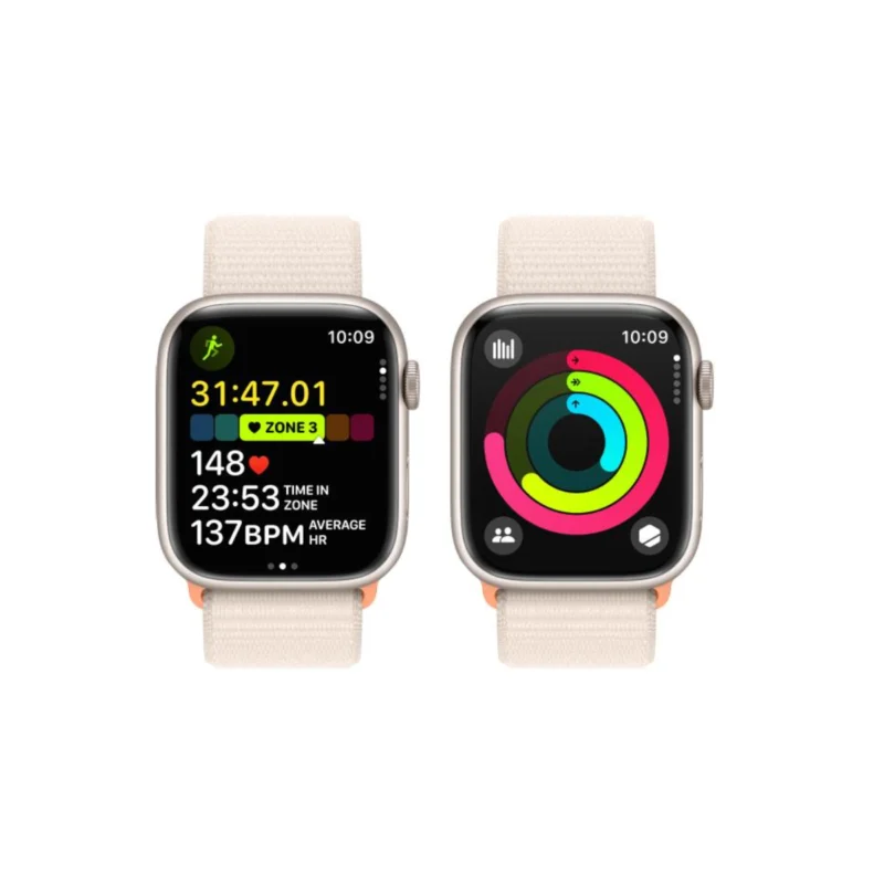 Apple Watch Series 9 GPS 45mm Starlight Aluminium Case with Starlight Sport Loop MR983 - obrazek 4
