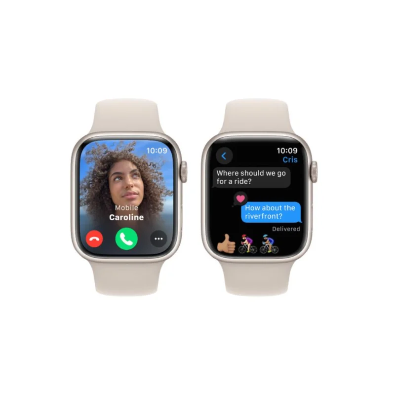 Apple Watch Series 9 GPS 45mm Starlight Aluminium Case with Starlight Sport Band - S/M MR963 - obrazek 5