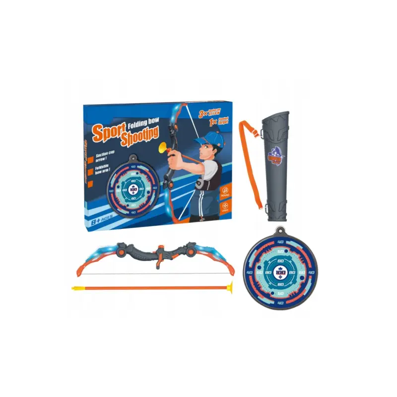 Zestaw składany łuk ze strzałami i tarczą dźwięk led