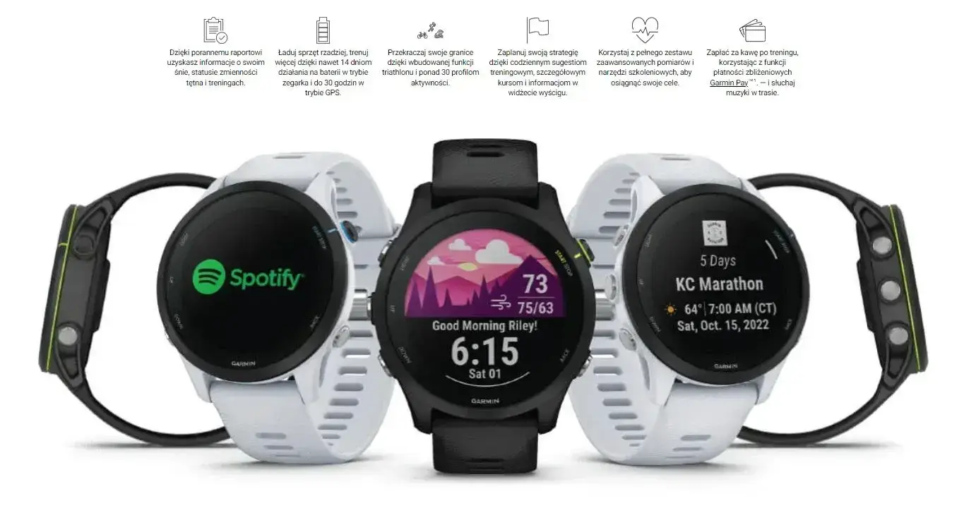 Garmin Forerunner 255 Music Biały (Whitestone).11