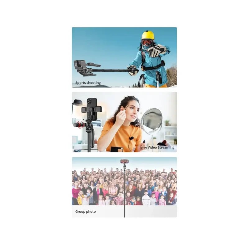 Selfie Stick + Statyw do telefonu 2w1 z pilotem 205 cm - obrazek 7
