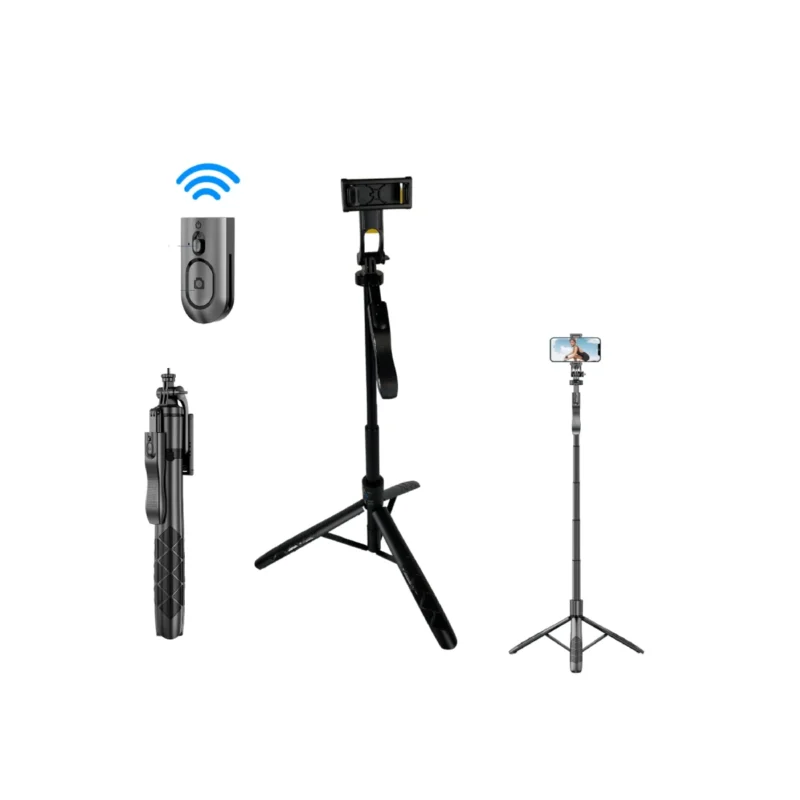 Selfie Stick + Statyw do telefonu 2w1 z pilotem 153 cm