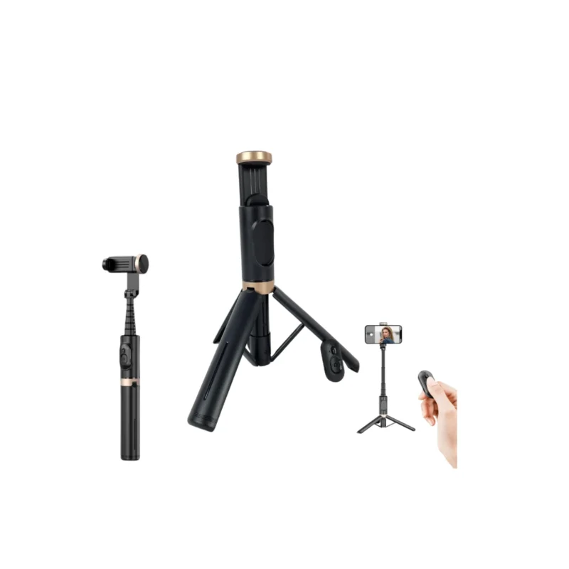 Selfie Stick + Statyw do telefonu 2w1 z pilotem czarny 73cm