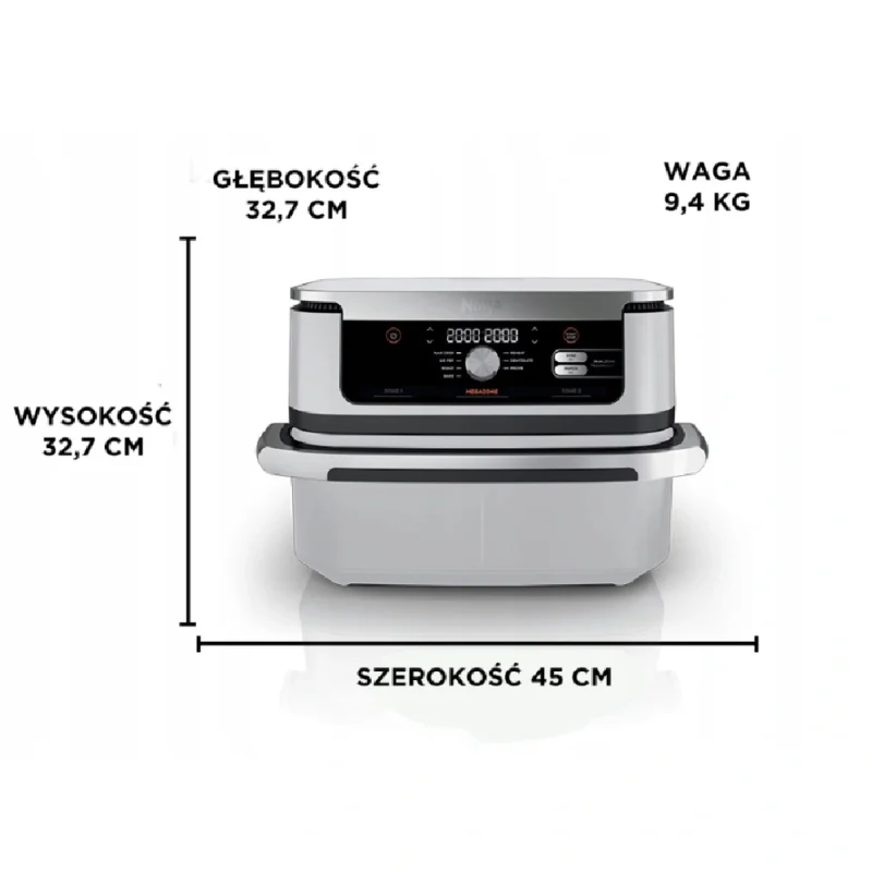 Ninja Dual Zone Air Fryer 10,4L – Frytkownica beztłuszczowa, 2400W, 40–240 °C, 2 strefy, 6 funkcji - obrazek 4