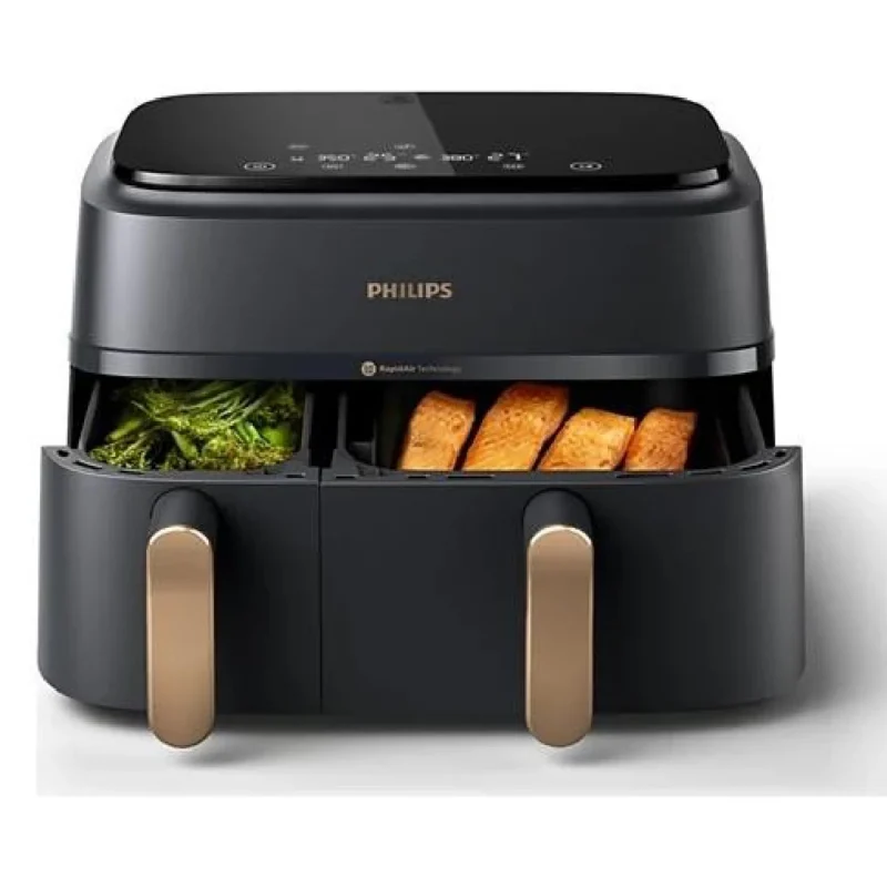 Philips Air Fryer Ovi Dual 3000 Czarno-Złoty – Frytkownica beztłuszczowa, NA352/00 - obrazek 2