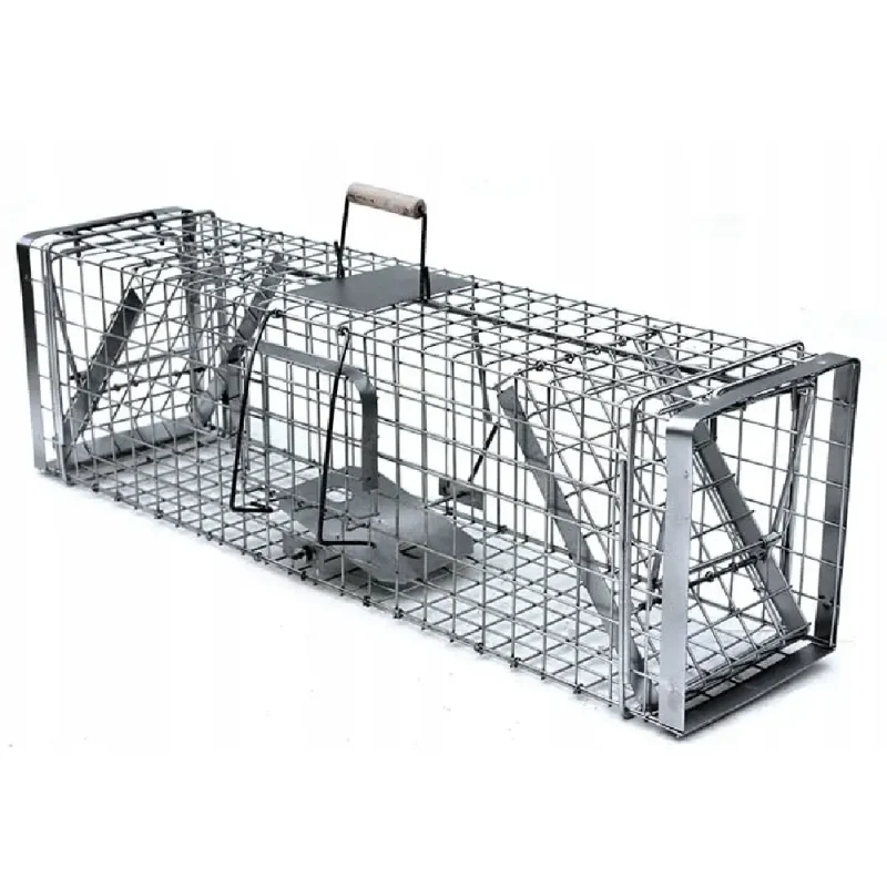 Skuteczna pułapka, żywołapka na Kuny, Lisy, Koty, Bobry, Wydry metalowa 102x26x30 cm