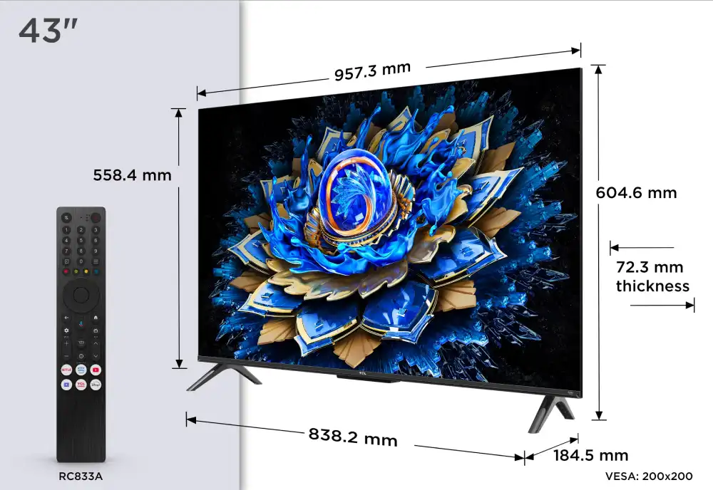 TCL 43T69C QLED TV 4K 43''(108 cm) - obrazek 3