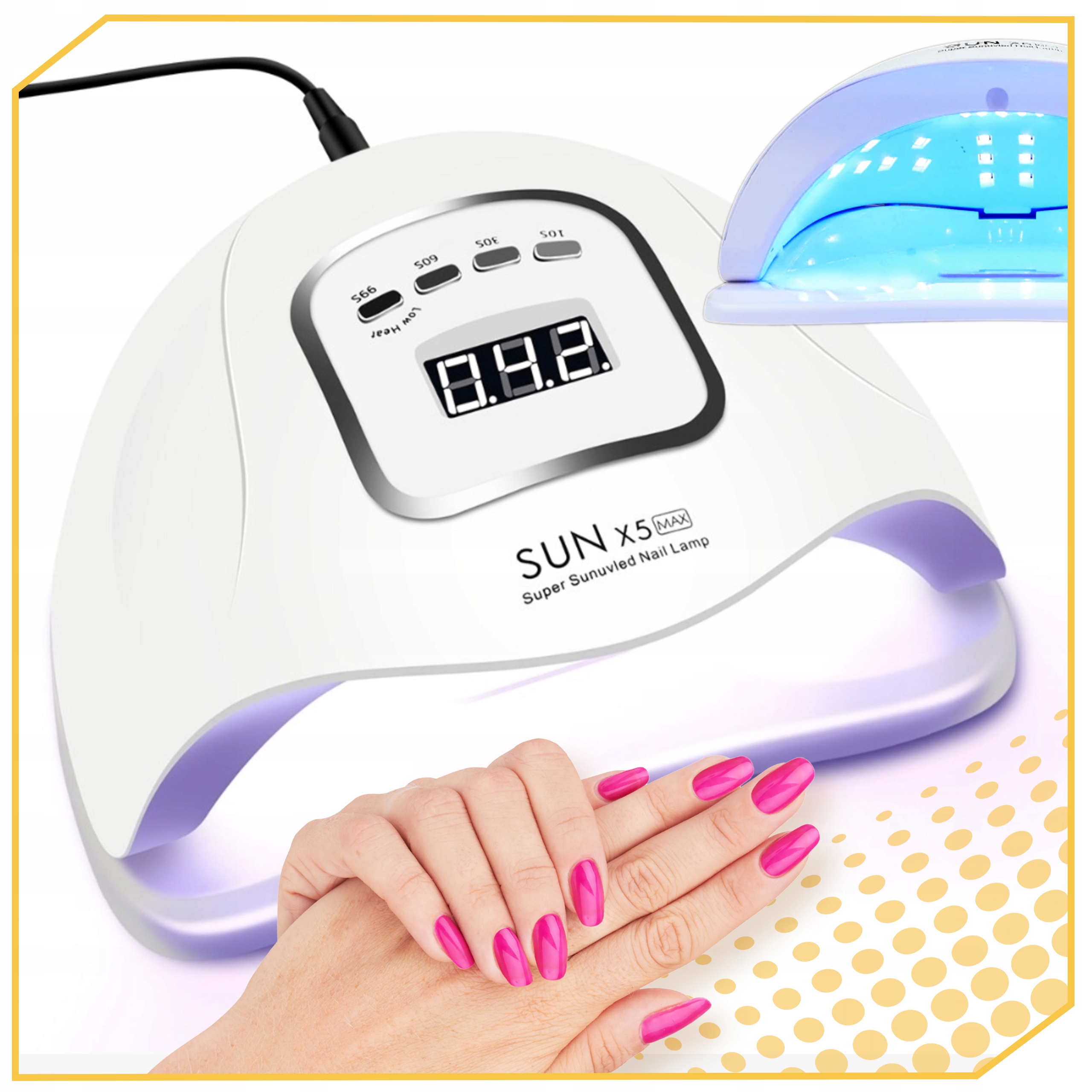 LAMPA UV LED 80W DO PAZNOKCI SUN X5 MAX LCD HYBRYD ŻELI MOCNA - obrazek 5