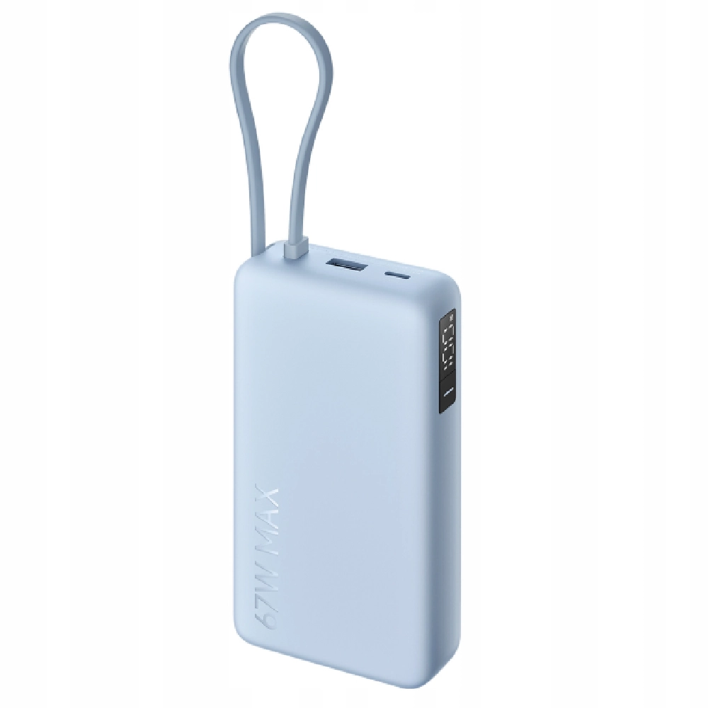 POWERBANK XIAOMI 20000mAh 67W USB-C PD WBUDOWANY KABEL ICE BLUE - obrazek 7