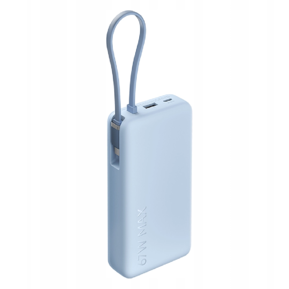 POWERBANK XIAOMI 20000mAh 67W USB-C PD WBUDOWANY KABEL ICE BLUE - obrazek 5