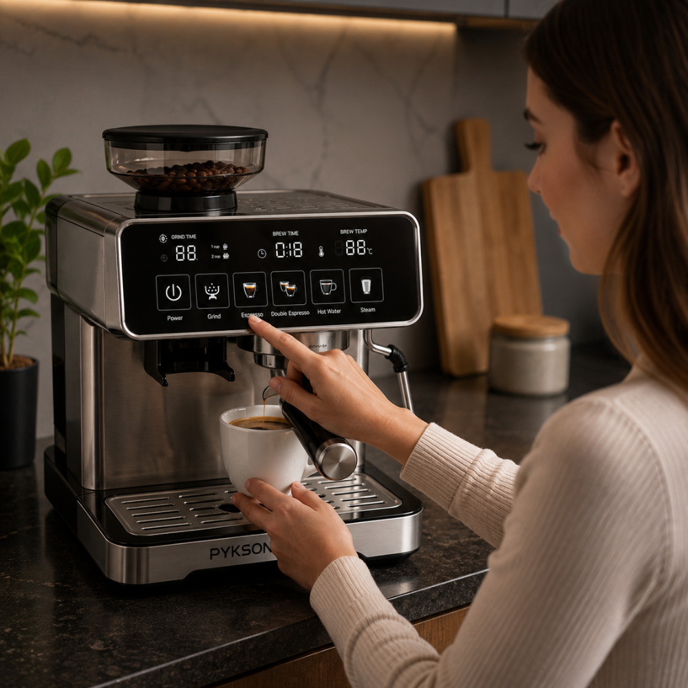 Wielofunkcyjny ekspres Pykson Di Oro Elite 900 do espresso z młynkiem Bean-to-Cup | 20 bar | Thermoblock | Metalowa obudowa - obrazek 5