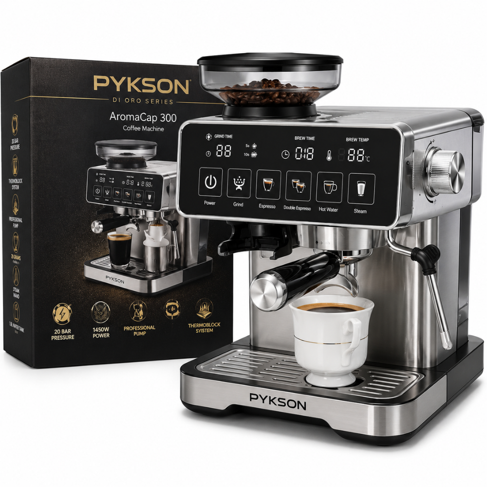 Wielofunkcyjny ekspres Pykson Di Oro Elite 900 do espresso z młynkiem Bean-to-Cup | 20 bar | Thermoblock | Metalowa obudowa