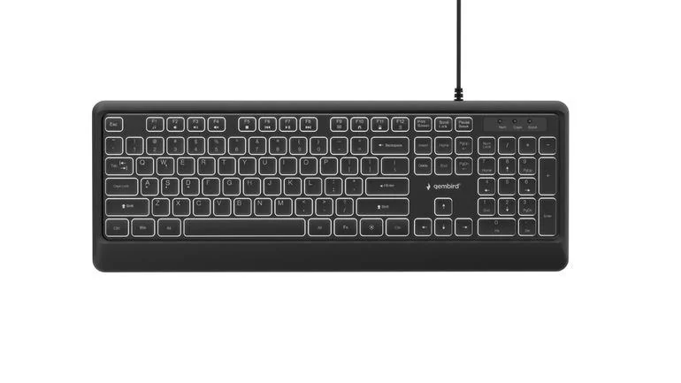 Klawiatura multimedialna z podświetleniem USB (A+C) Gembird KB-UML-04 1.8m czarna