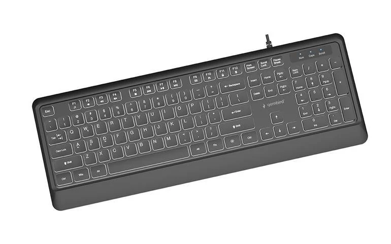 Klawiatura multimedialna z podświetleniem USB (A+C) Gembird KB-UML-04 1.8m czarna