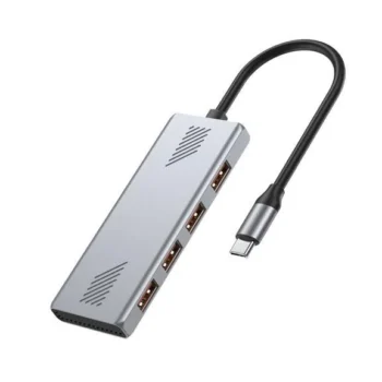 HUB USB-C 4 portowy (4 x USB-A) Gembird srebrny