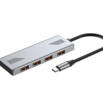 HUB USB-C 4 portowy (4 x USB-A) Gembird srebrny