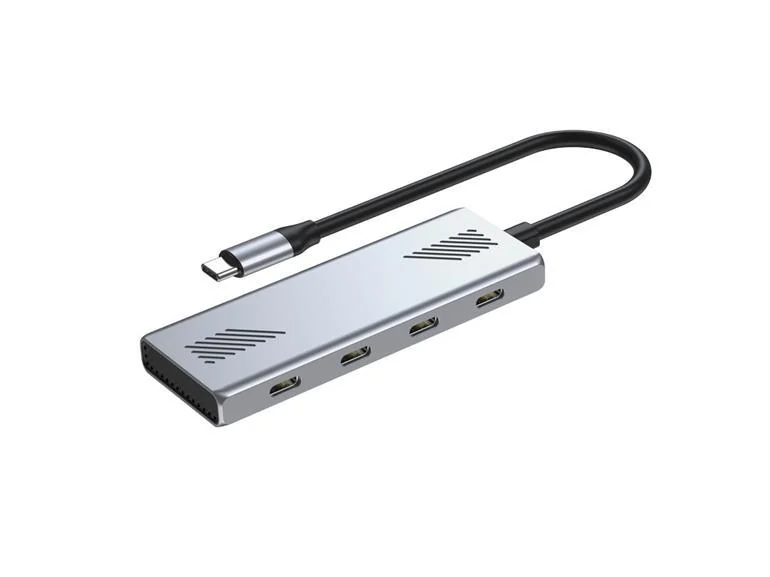 Hub USB-C 4 portowy 4 x USB-C Gembird srebrny