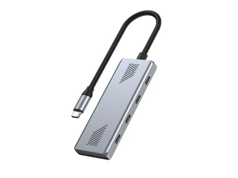 Hub USB-C 4 portowy 4 x USB-C Gembird srebrny