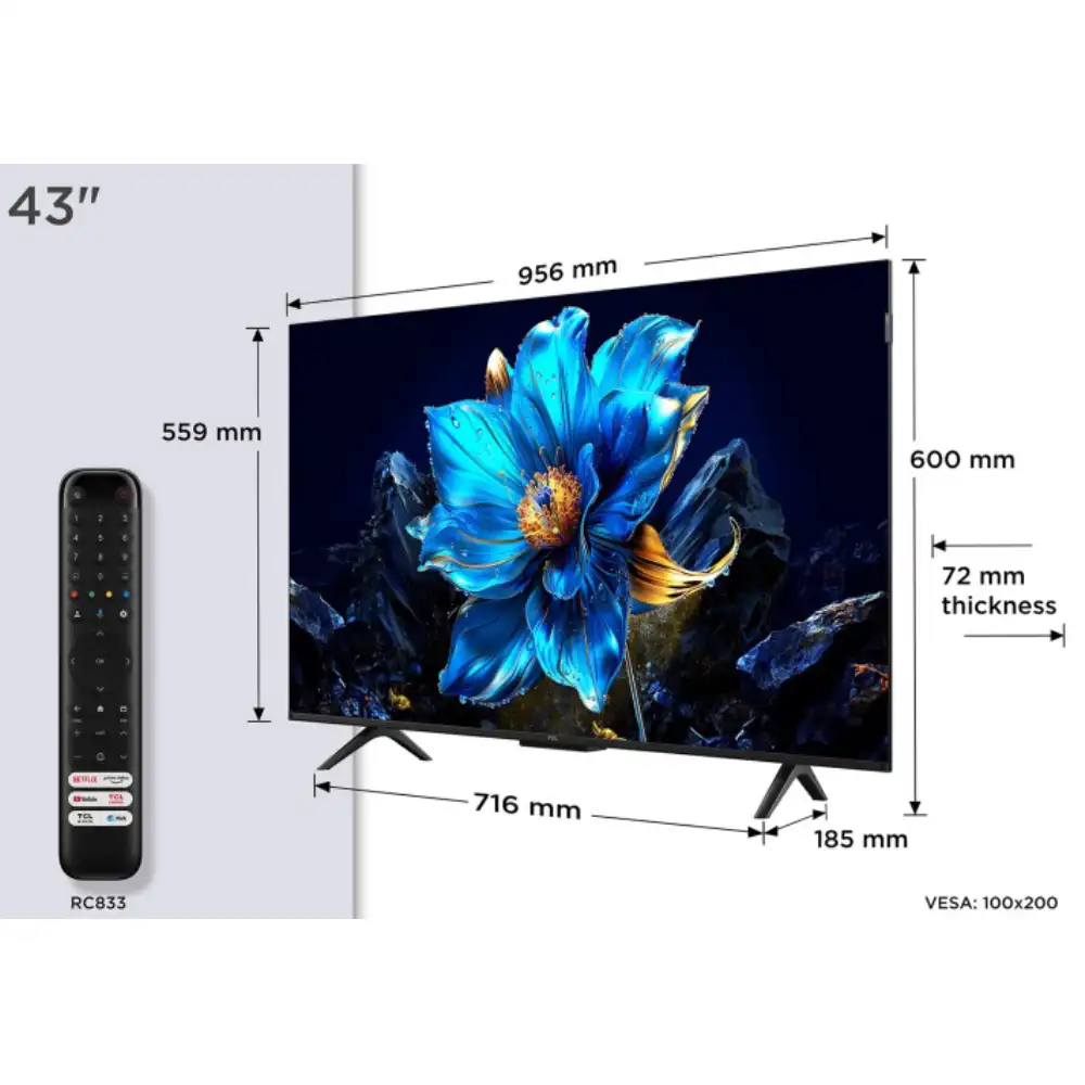 Telewizor TCL 43P7K 43" QLED 4K UHD Google TV czarny - obrazek 7