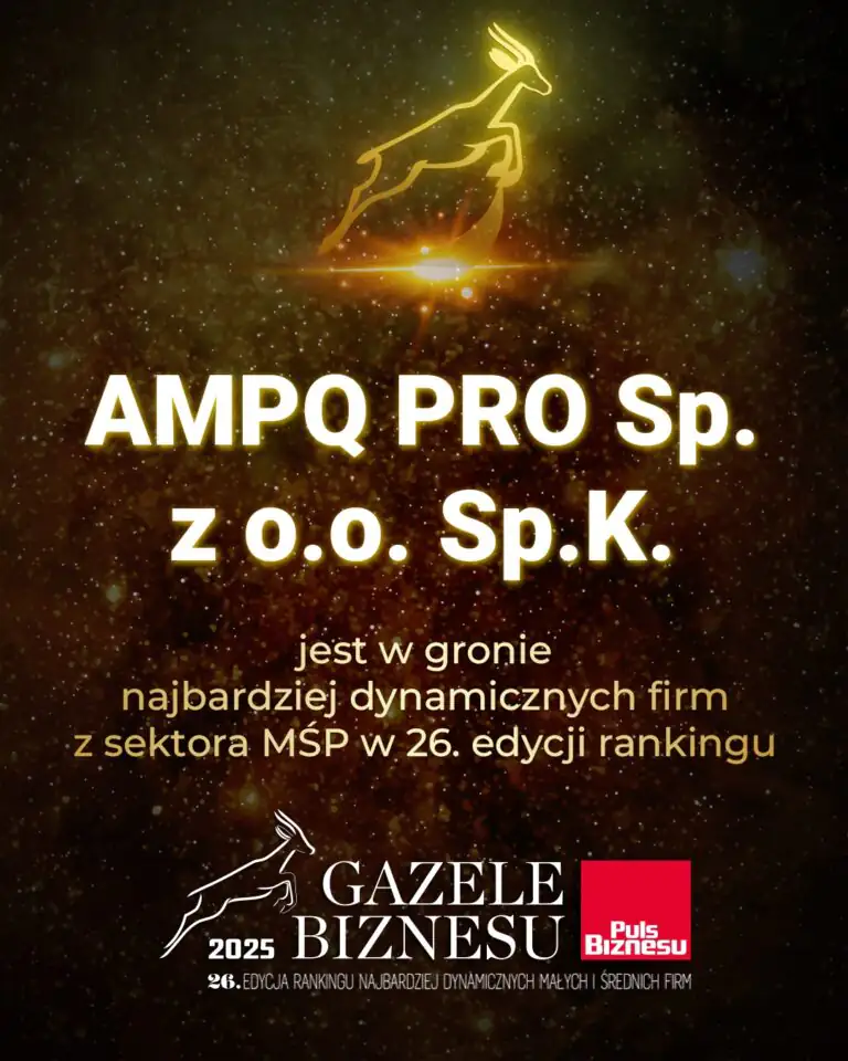 Dyplom Gazela Biznesu 2025 przyznany AMPQ