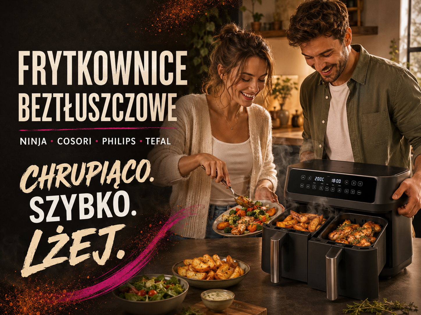 Frytkownice beztłuszczowe Ninja, Cosori, Philips i Tefal