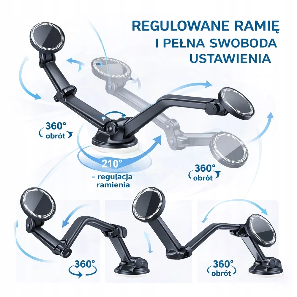 Uchwyt samochodowy magnetyczny CA 20 do telefonu z mocną przyssawką