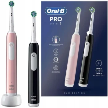 Szczoteczka elektryczna do zębów Oral-B Pro Series 1 dwupak czarna różowa
