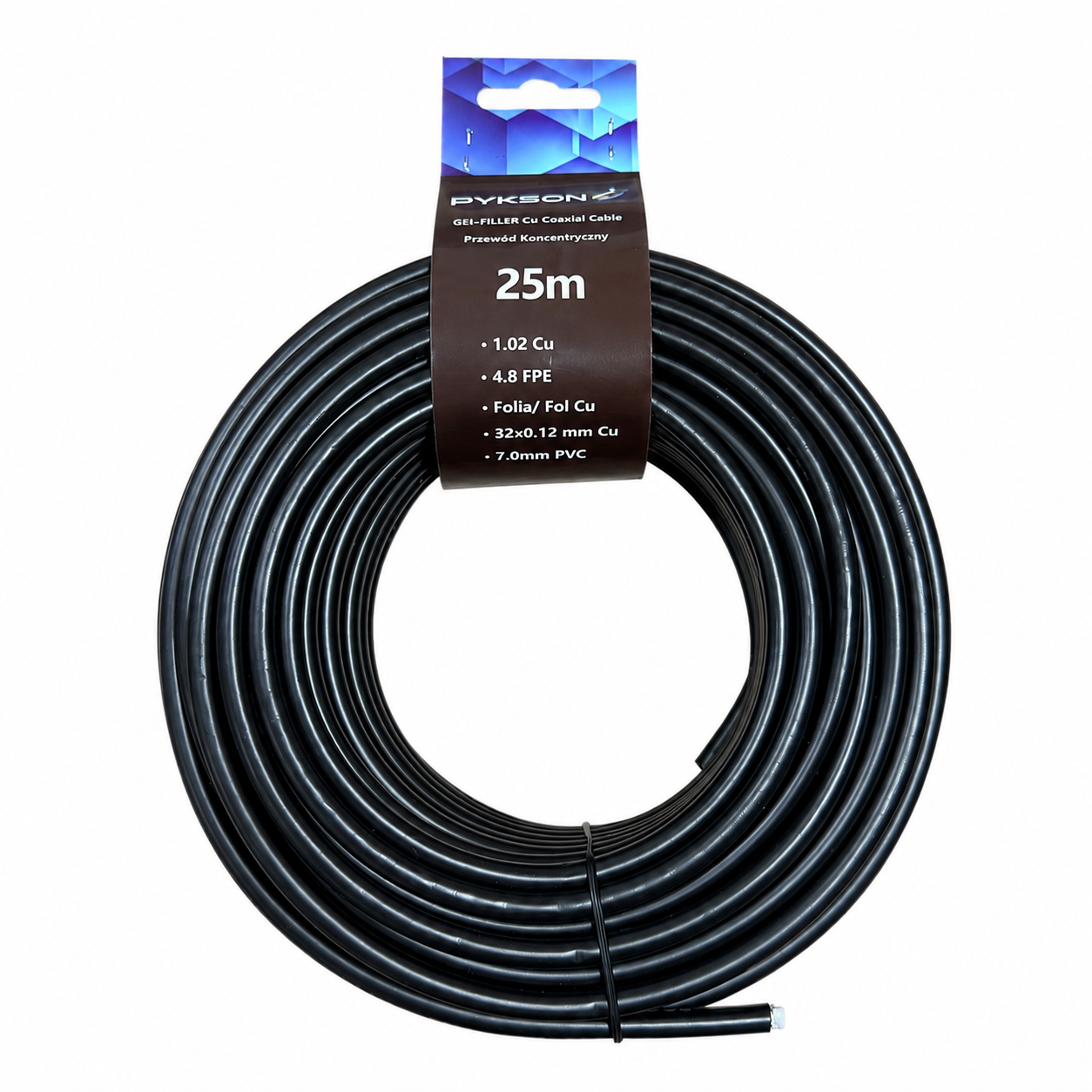 Kabel koncentryczny PYKSON 25 m 1.02 Cu 4.8 FPE 32×0.12 mm Cu 7 mm PVC
