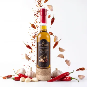 Oliwa z oliwek Extra Virgin CZOSNEK Z CHILI w oplocie Wiklinowym - 500 ml
